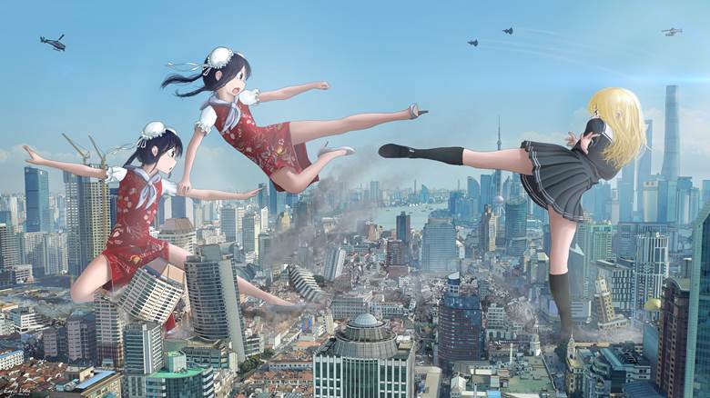 巨大化妹子, shanghai, 双胞胎, 体型控, 旗袍, city, 女孩子