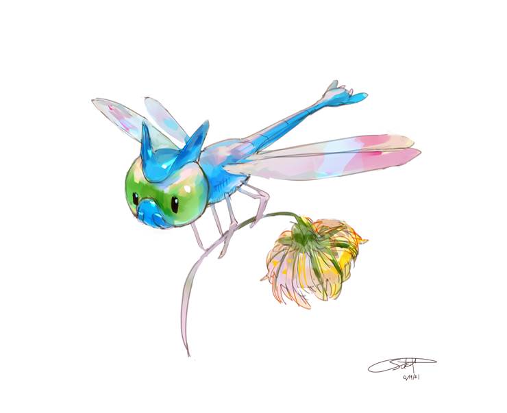 关都#193薄翼宝可梦，蜻蜻蜓(ヤンヤンマ)插画图片