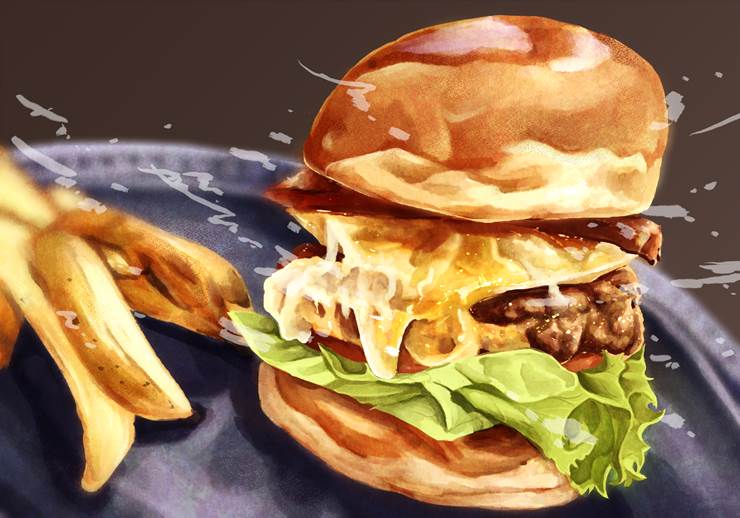 ベーコンチーズバーガー|兼子的汉堡包插画图片