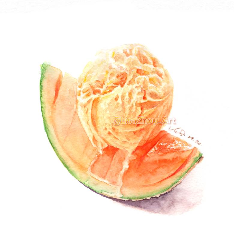 Melon-chan, 冰淇淋, 食物, hand drawn, watercolor, food porn, dessert, beautiful food, dish