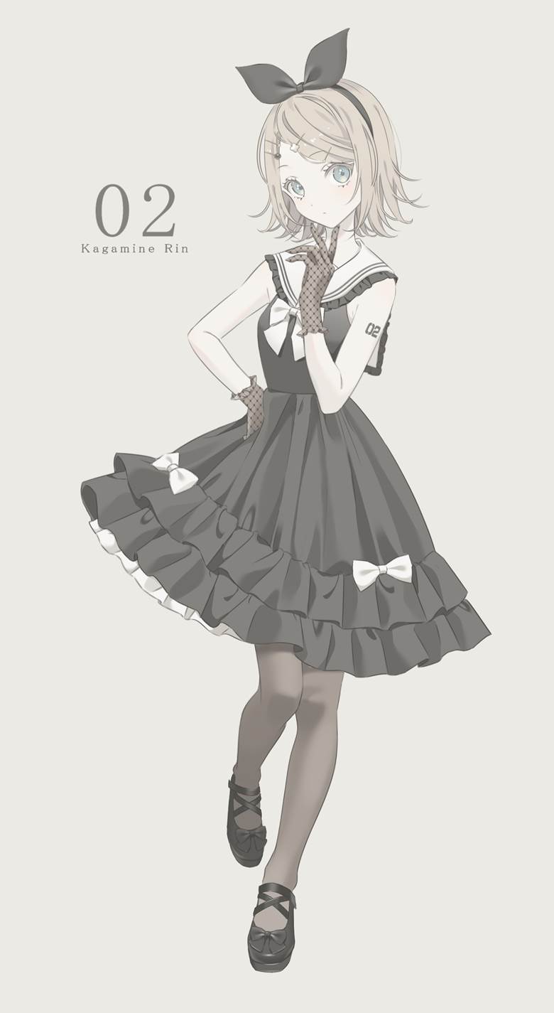 kagamine rin, gothic lolita, girl, black tights