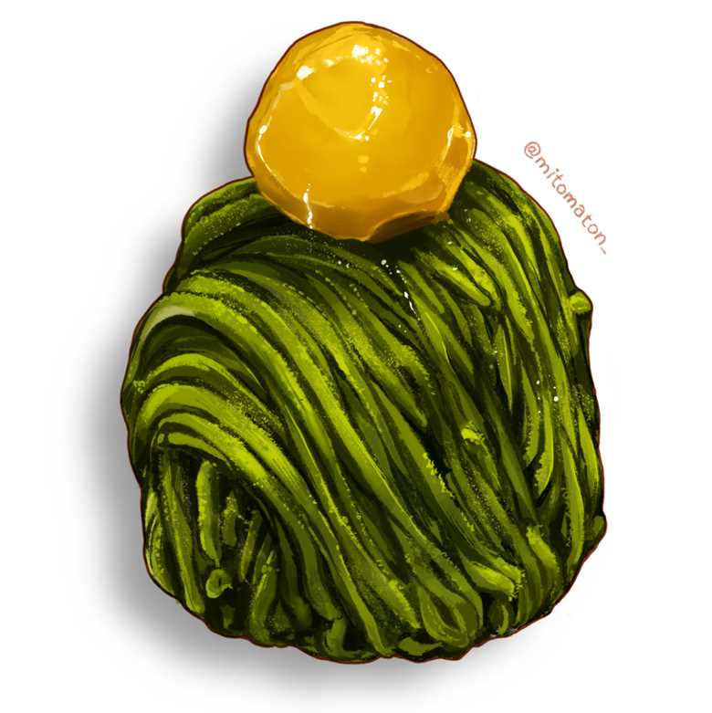 抹茶のモンブラン|ミトマトン/mitomaton的Pixiv美食插画图片