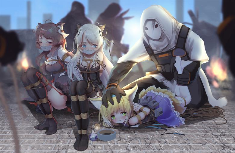 束缚, 紧缚, Arknights, 明日方舟, 铃兰（明日方舟）, 艾雅法拉(明日方舟), 薄绿（明日方舟）, 黑丝袜, 多人捆绑
