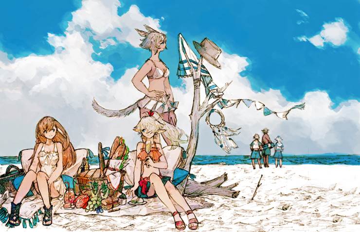 海上野餐|插画师みんと＆るど的最终幻想FF14插画图片