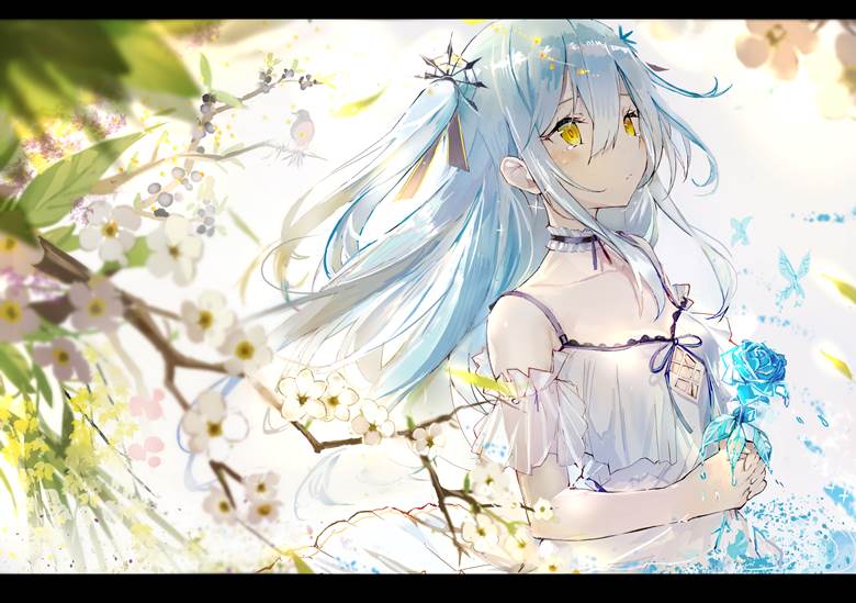 原创, 女孩子, flower, rose, ONE PIECE, blue hair, 蝴蝶, 哥特萝莉, 花和女孩子, 原创1000users加入书籤