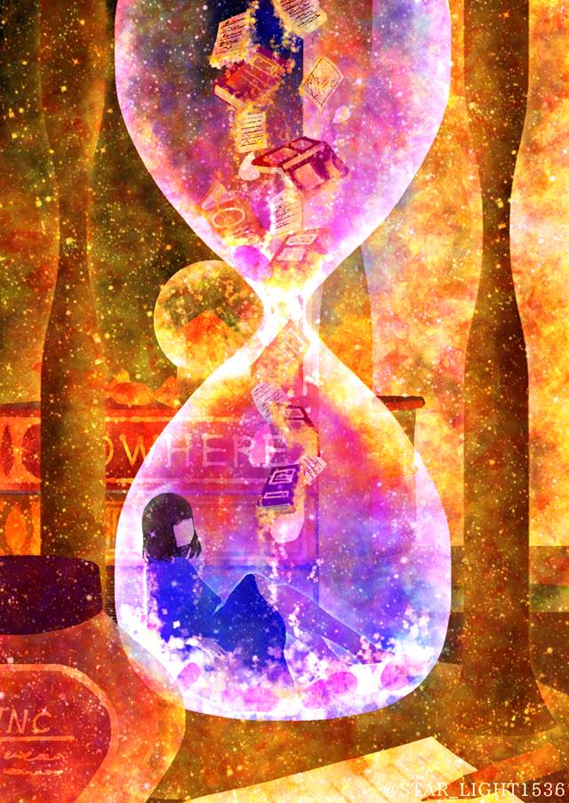 原创, 插画, 女孩子, hourglass, 玻璃之中, book, Original 300+ bookmarks