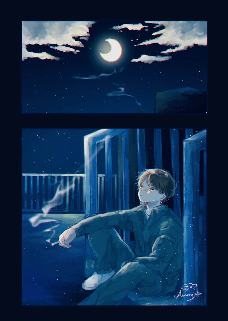 原创, 风景, background, 男孩子, star, 香烟, Original 500+ bookmarks, moonlight, 仰视