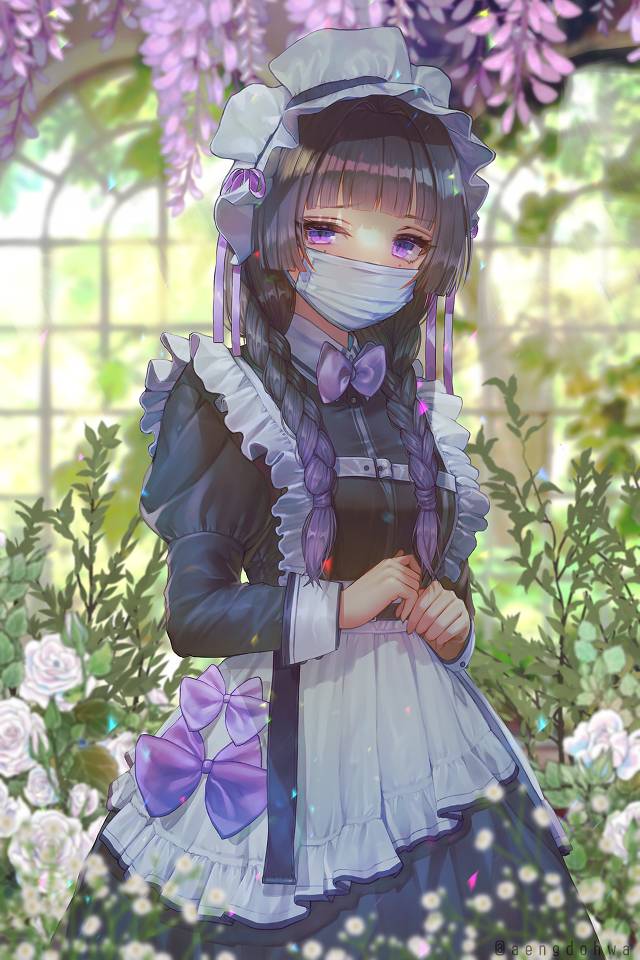 一张女仆装,面具,女仆,小女孩绘画图片