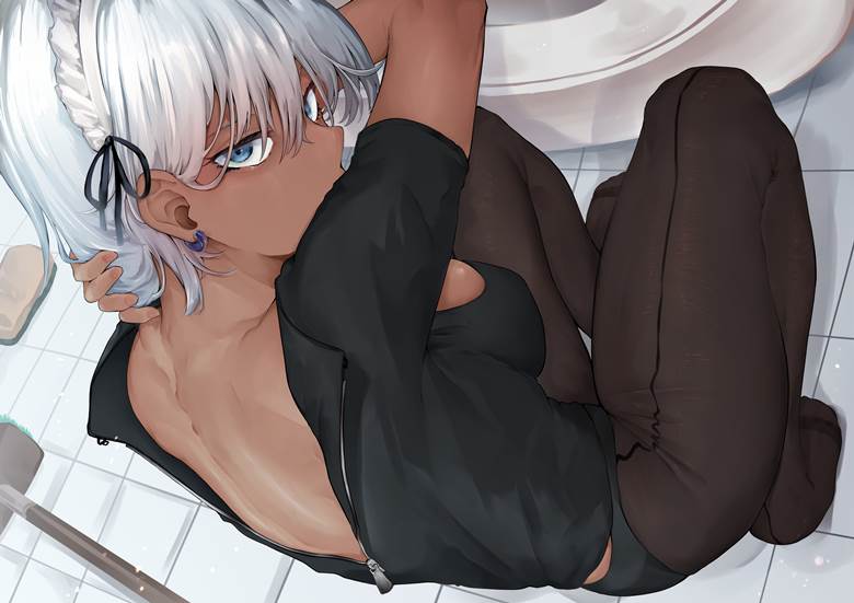 原创, 女孩子, 穿洞, 裤袜, 小麦色, 女仆, 后背