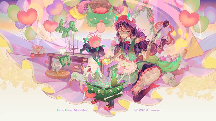 厚涂, 女孩子, original works, 作画过程, 野餐, 狗