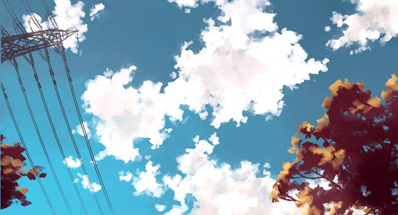 BLUE SKY|澄凉SUMIRYO的铁塔风景插画图片