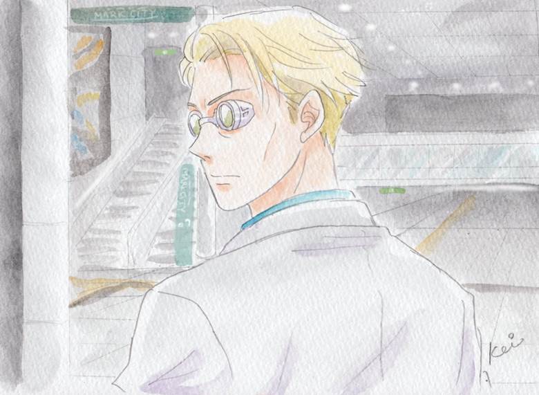 Jujutsu Kaisen, Kento Nanami, 七海海, analog illustration, traditional