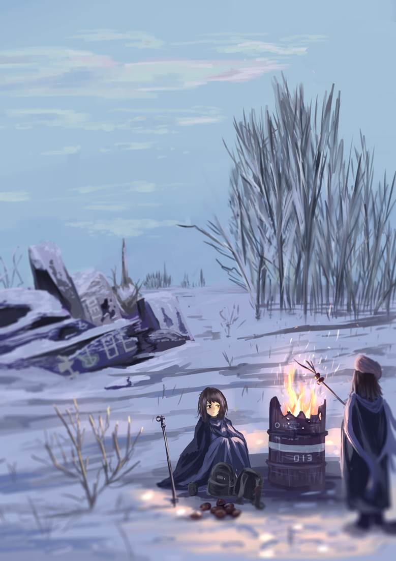 snow filed&ruins|Golria-Scott~的冬天下雪插画图片