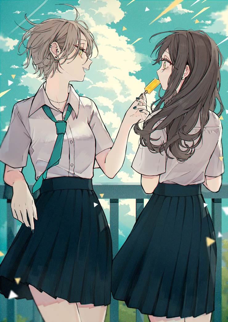 pixiv上超美的百合少女插画图片,恋爱关性别什么事