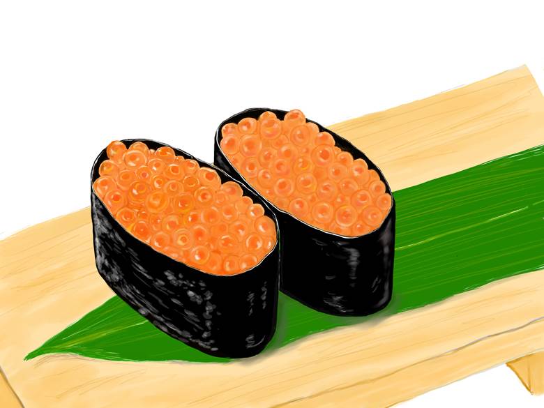 この后回转寿司に行った|ぴか厨的寿司美食插画图片