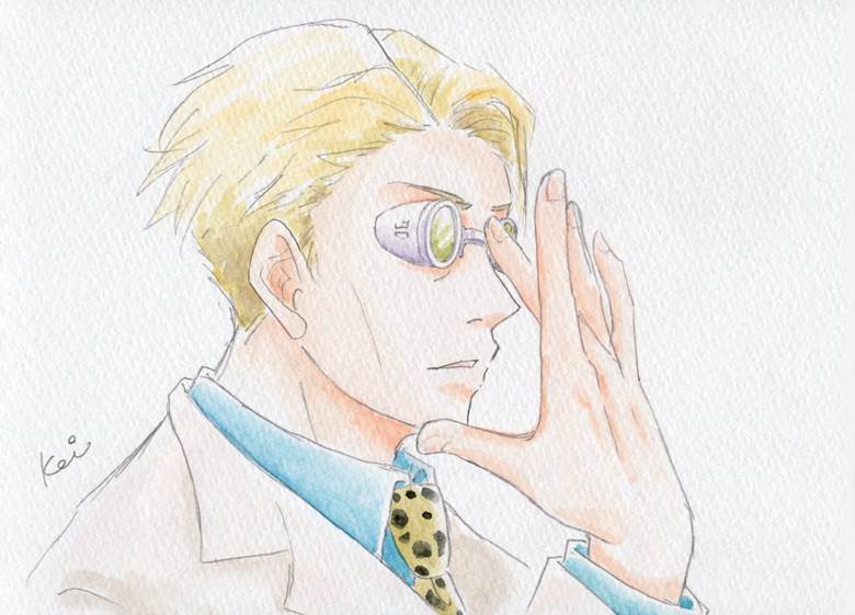 Jujutsu Kaisen, Kento Nanami, analog illustration, traditional