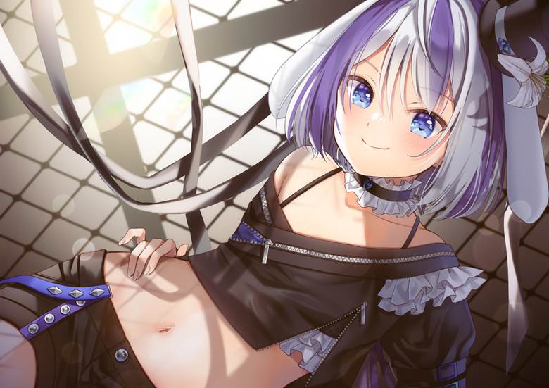 rabbit ears, otokonoko, virtual YouTuber, bellybutton