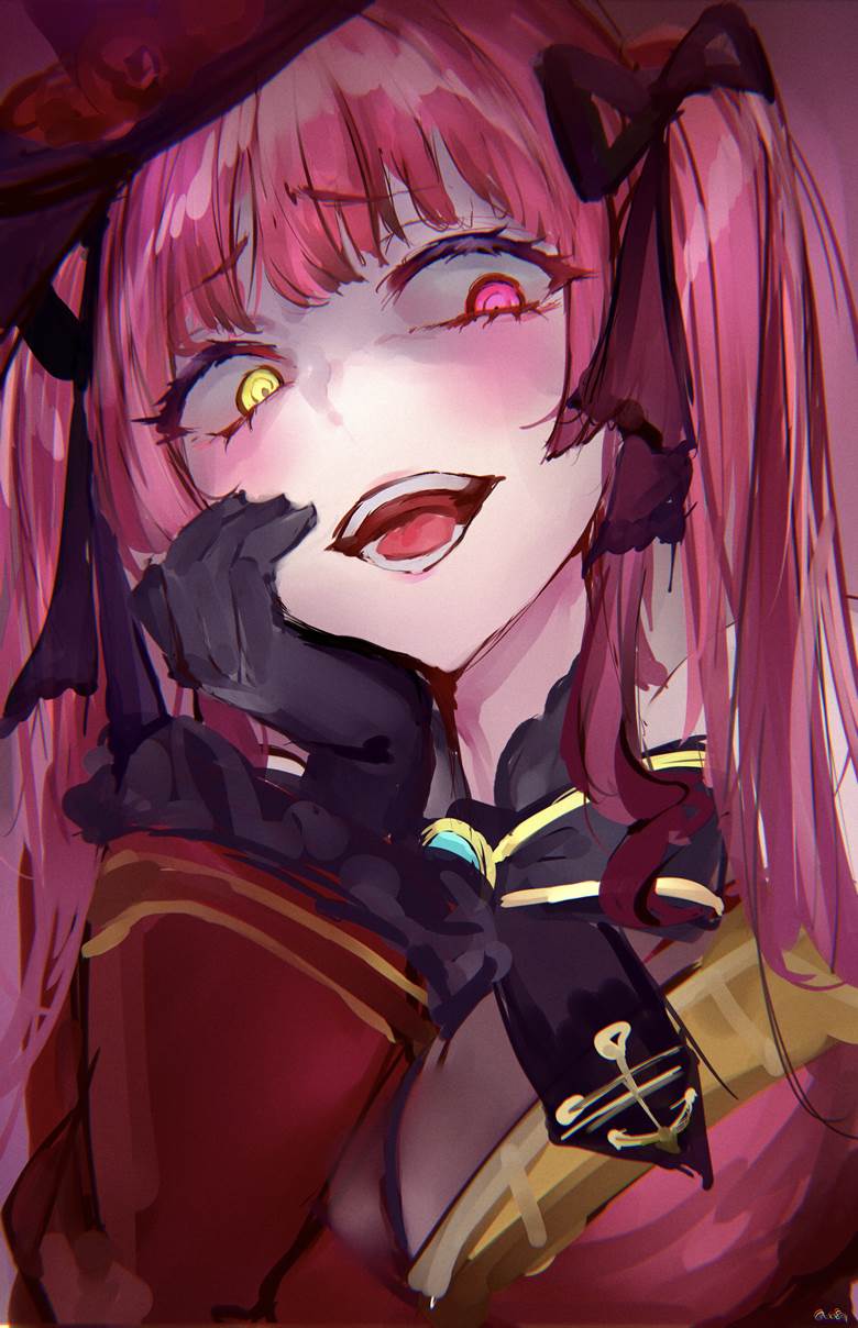 douchebag-face, Hololive, Houshou Marine, virtual YouTuber, gothic lolita, Virtual YouTuber 1000+ bookmarks