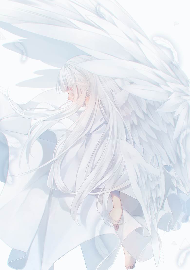 original, creation, girl, angel, transparency, white dress, long white hair, white, Original 500+ bookmarks