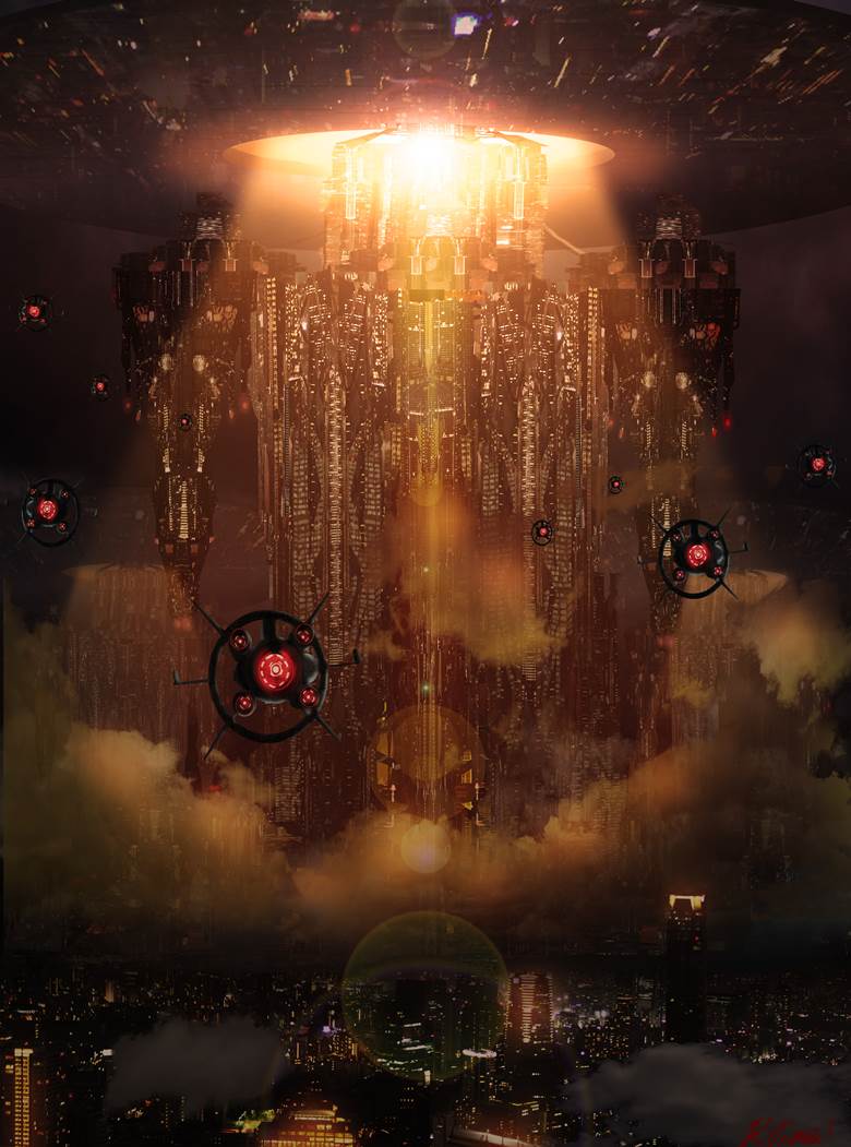 风景, 原创, background, 概念艺术, city, spaceship, universe