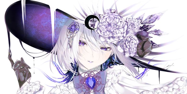 original, piercing, girl, silver hair, purple eyes, original 1000+ bookmarks, Elegant, witch