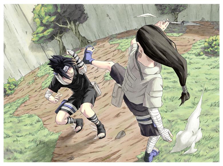 naruto, digital, copic, sasuke uchiha, neji hyuga, battle, doujinshi, Naruto 100+ Bookmarks
