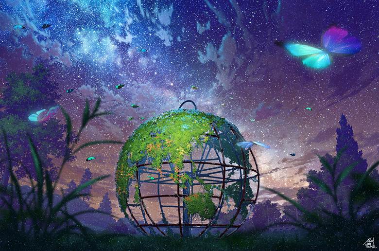 緑の地球仪|mocha＠画集第2弾発売决定的pixiv风景壁纸插画图片