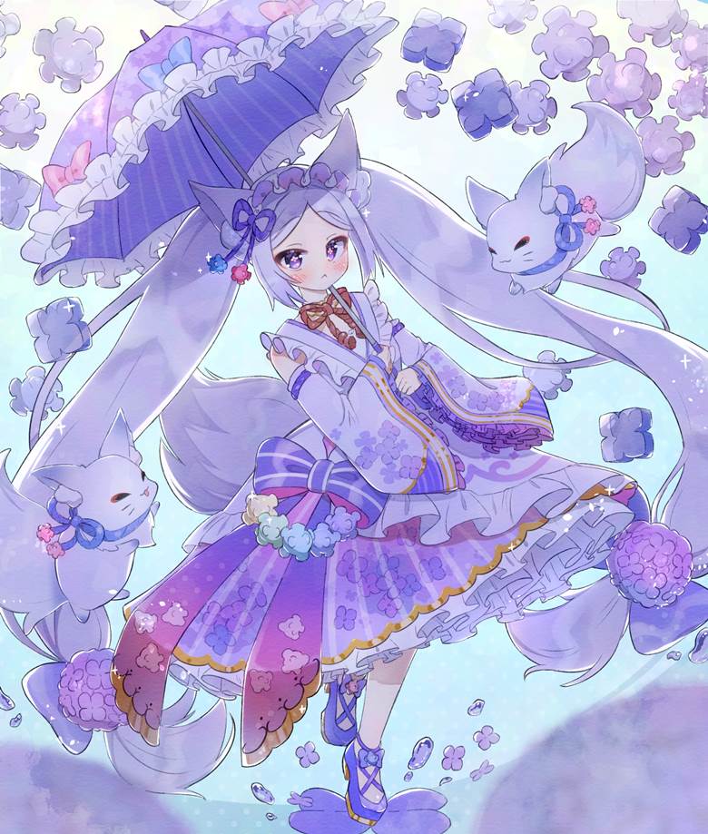 原创, 女孩子, 原创, 兽耳, lolita, 双马尾, sweets, 紫阳花, kimono dress, Original 250+ bookmarks