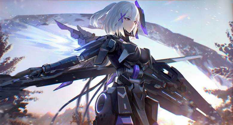 two dimensions, impasto, painting, doujin, illustration, Punishing: Gray Raven, Rosetta, mecha girl