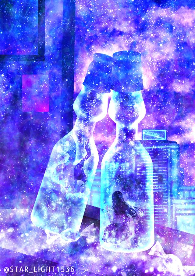 原创, 插画, 女孩子, 人鱼, 玻璃之中, 食物100收藏, Original 300+ bookmarks