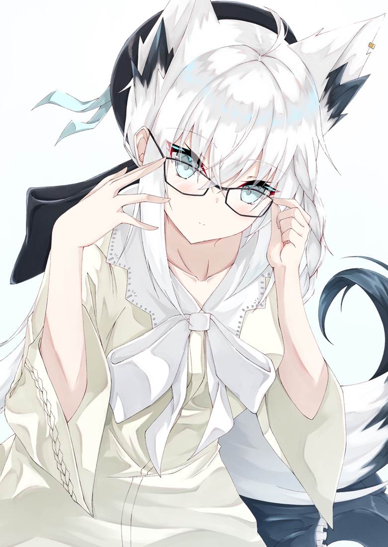 眼镜, 兽耳, 白发, 虚拟主播, Hololive, 白上吹雪, Virtual YouTuber 5000+ bookmarks