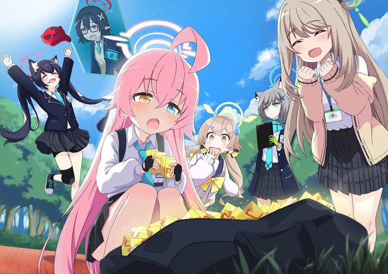 Blue Archive Illustration Contest, Takanashi Hoshino, Kuromi Serika, Izayoi Nonomi, Sunaookami Shiroko, Ajitani Hifumi, Okusora Ayane, Blue Archive 1000+ users, Blue Archive