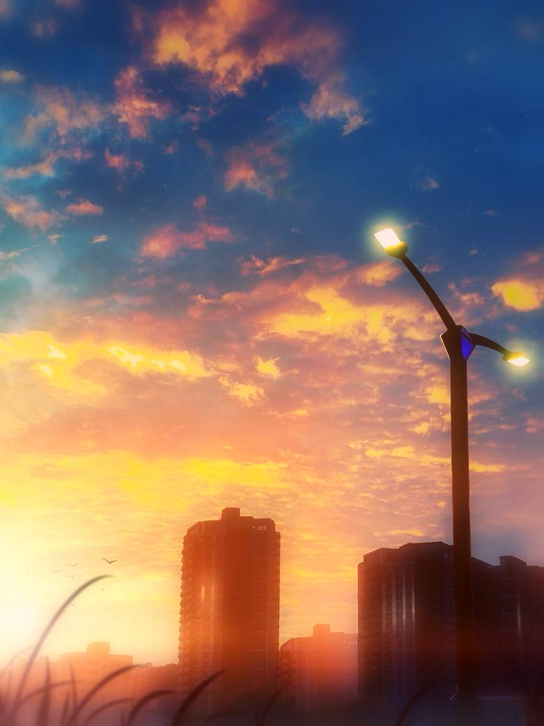 风景, 原创, sky, background, 原创, 涂鸦, 夕阳, 插画, 奇幻, original works