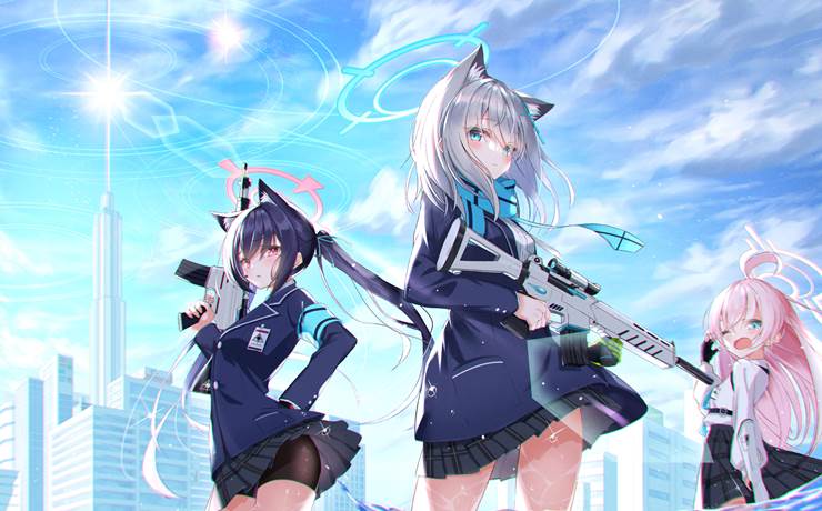 cat ears, Blue Archive Illustration Contest, 碧蓝档案, Takanashi Hoshino, Sunaookami Shiroko, Kuromi Serika, Blue Archive 5000+ bookmarks, 阿拜多斯废校对策委员会