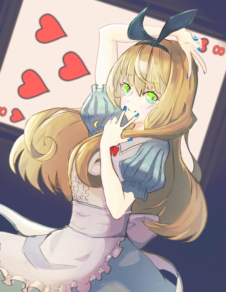 原创, 女孩子, 爱丽丝, 扑克牌, 爱丽丝梦游仙境