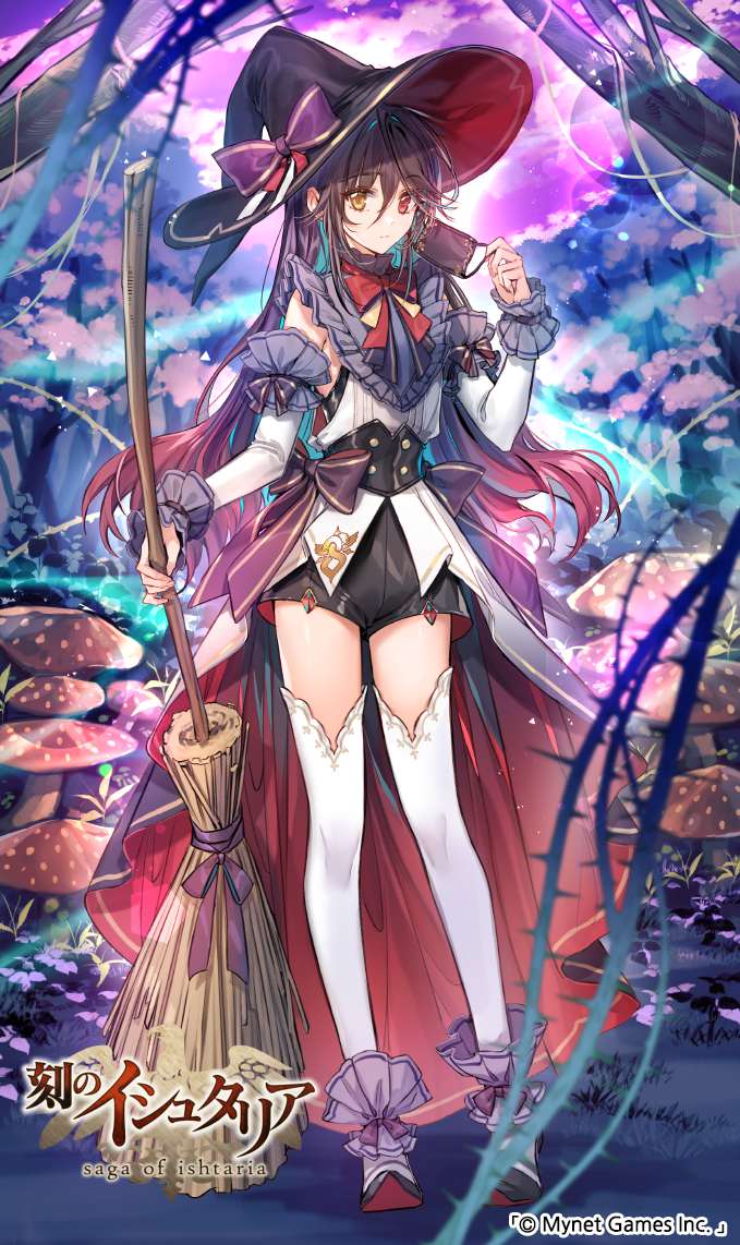 work illustration, girl, fantasy, witch, short pants, heterochromia