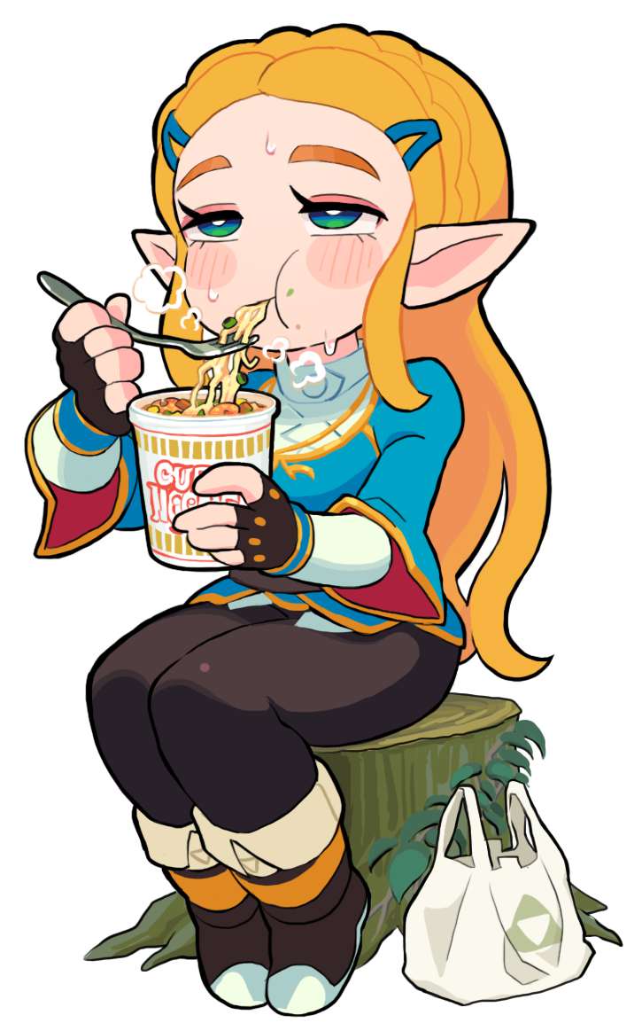 塞尔达传说, Nintendo, Cup Noodles, 塞尔达公主, 食物, 拉面, I like it when you eat a lot, 旷野之息, Nintendo Girl