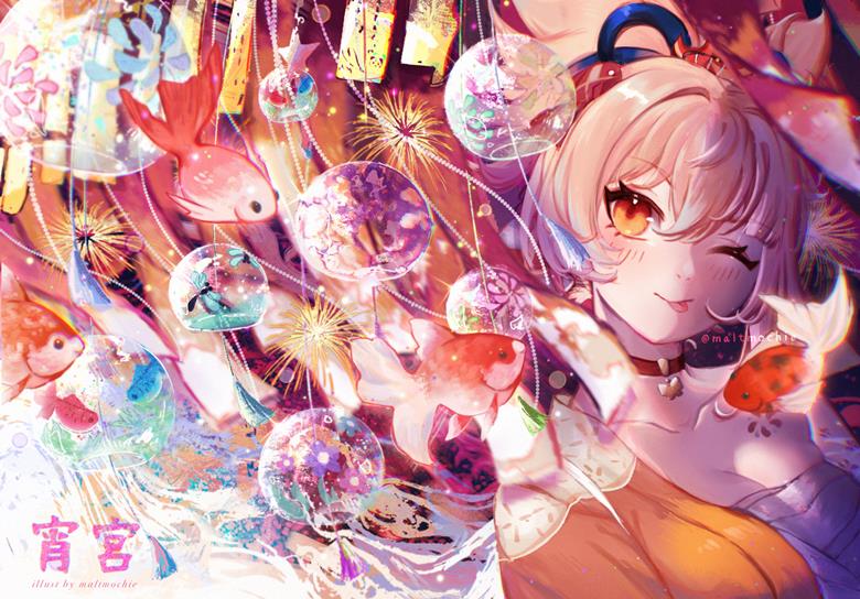 Genshin Impact, summer festival, girl, fanart, Yoimiya, inazuma, Genshin Impact 1000+ bookmarks