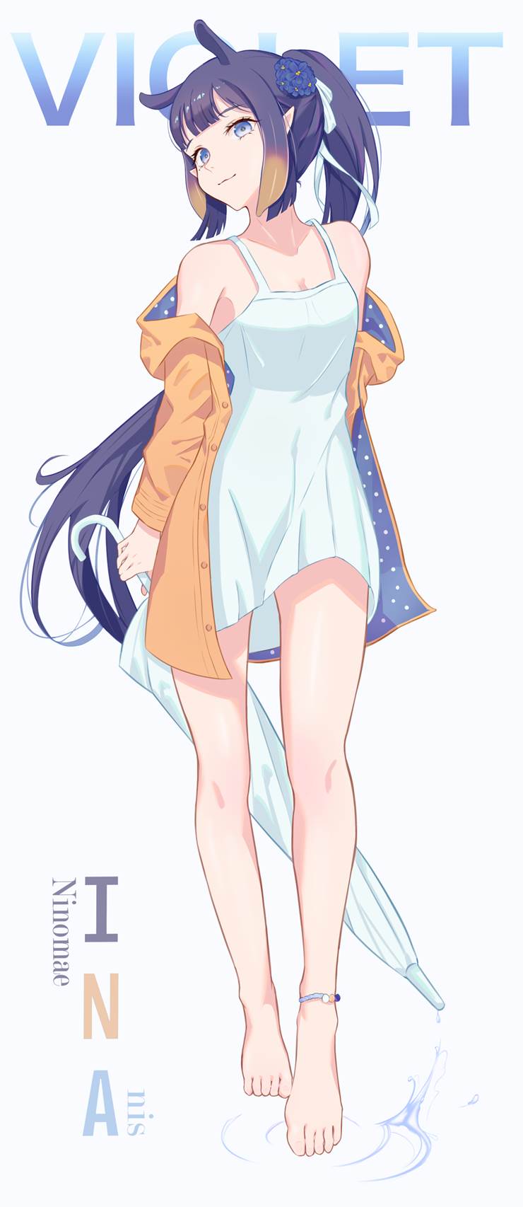 一伊那尔栖, 虚拟主播, 赤脚, 虚拟YouTuber 500收藏, camisole dress