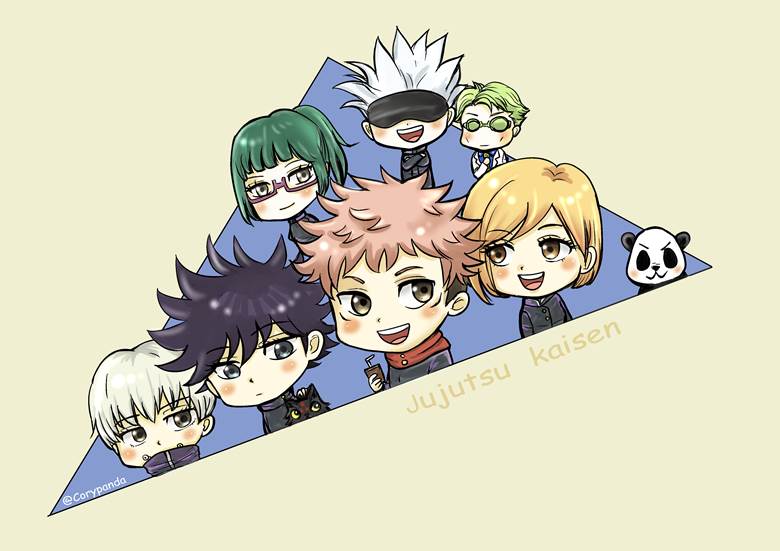 Jujutsu Kaisen, Yuji Itadori, 伏黑惠, Nobara Kugisaki, 狗卷棘, panda, Satoru Gojo, Kento Nanami, 禅院真希