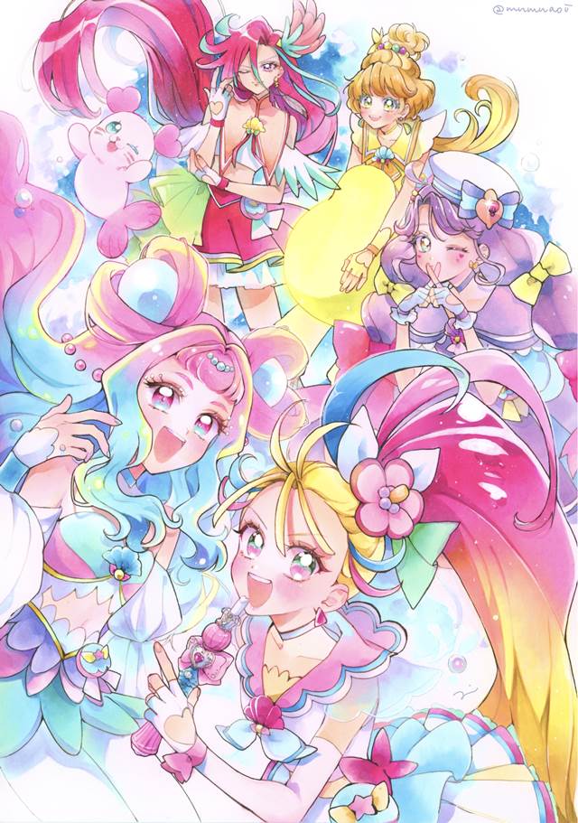 手绘, copic马克笔, Cure Papaya, Cure Coral, Cure Flamingo, Cure Summer, Cure La Mer, Tropical-Rouge! PreCure, 令和光之美少女, Tropical-Rouge! Pretty Cure