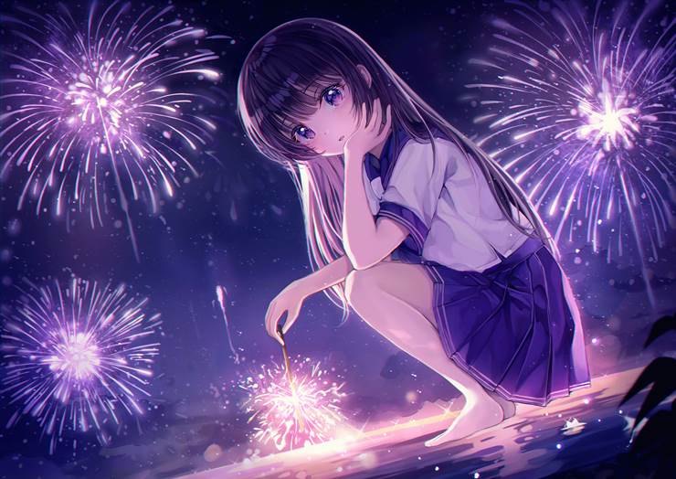 girl, fireworks, creation, original