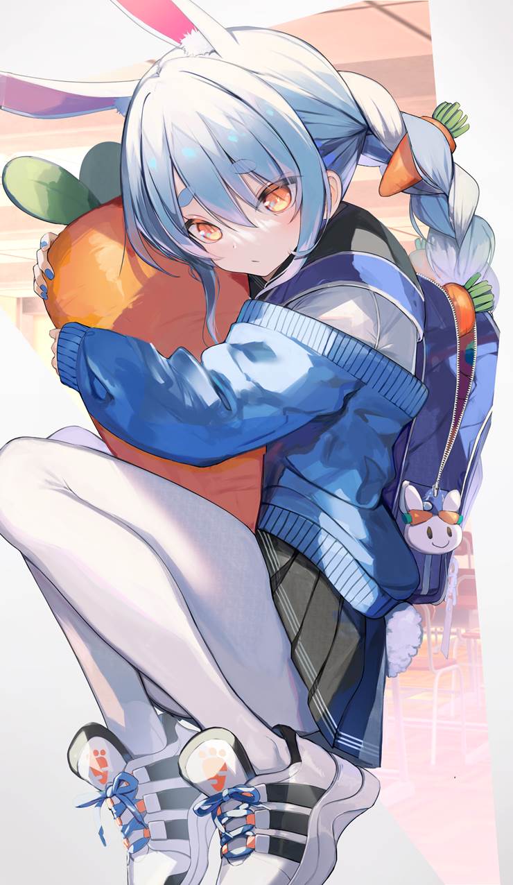 Pekora Usada fanart, Usada Pekora, Hololive, sneakers, 白裤袜