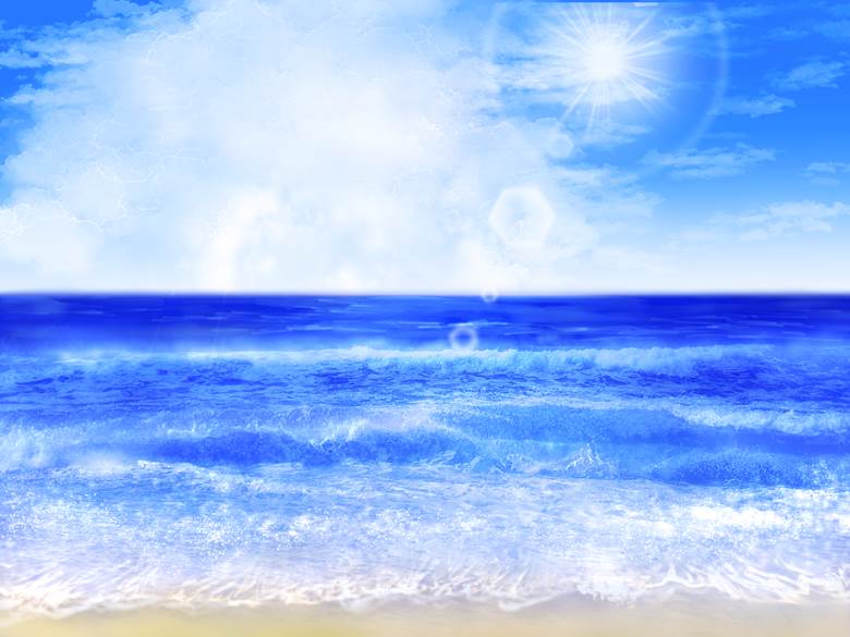 海のフリーイラスト 改正入道云夏バージョン みなつき莲的pixiv风景壁纸插画图片 Bobopic
