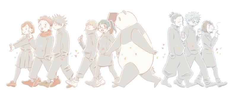 Jujutsu Kaisen, Yuji Itadori, 伏黑惠, Nobara Kugisaki, 禅院真希, 狗卷棘, Satoru Gojo, 夏油杰, Shoko Ieiri, 咒术回战100收藏