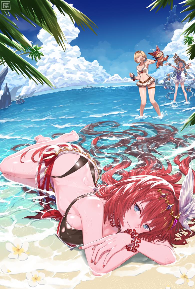 Alexiel (Granblue Fantasy), Djeeta (Granblue), Granblue Fantasy, barefoot, Lyria (Granblue)