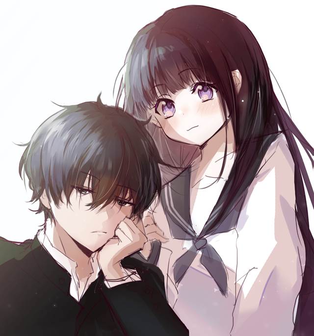 冰菓, uniform, 千反田爱瑠, oreki houtarou, 折木×千反田