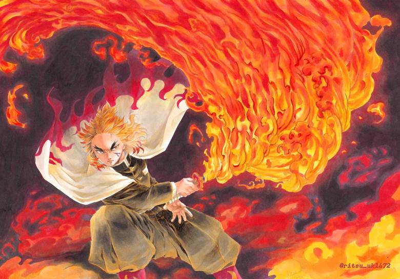 鬼灭之刃, 炼狱杏寿郎, 手绘, copic马克笔