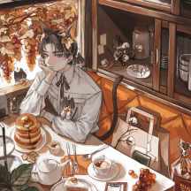 葡萄|8月96日(バグ)的男孩插画图片