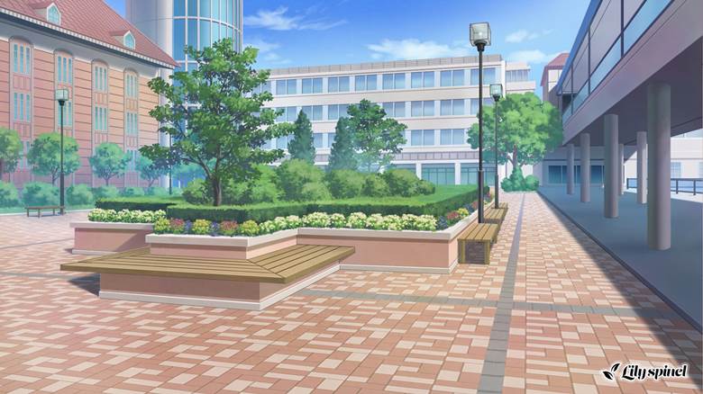 school, 树, 风景, background